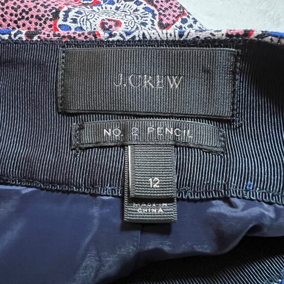 J. Crew No. 2 Paisley Print Lined Pencil Skirt Size 12 Knee Length Business - Picture 5 of 11